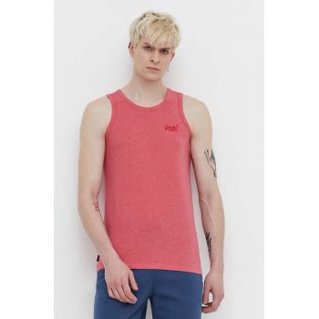 Superdry tricou din bumbac barbati, culoarea roz ieftin
