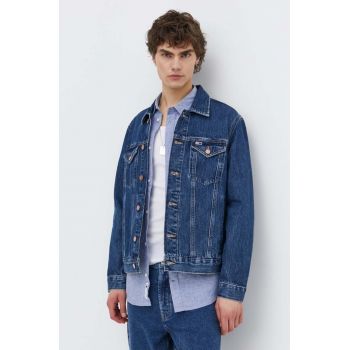 Tommy Jeans geacă din denim bărbați, culoarea bleumarin, de tranziție DM0DM18782