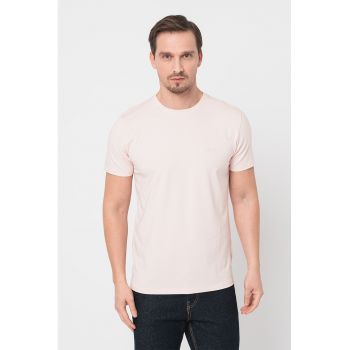 Tricou slim fit cu decolteu la baza gatului