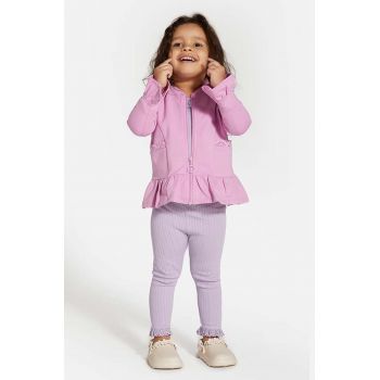 Coccodrillo leggins din bumbac pentru bebeluși culoarea violet, neted ieftini