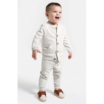 Coccodrillo pantaloni de trening pentru bebeluși culoarea gri, neted