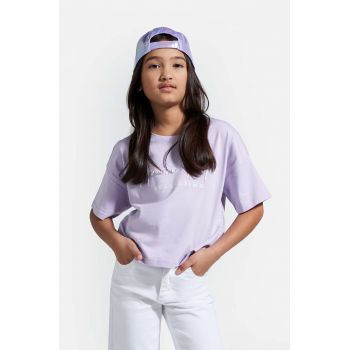 Coccodrillo tricou de bumbac pentru copii culoarea violet ieftin