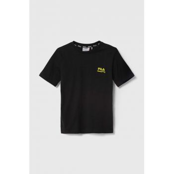 Fila tricou de bumbac pentru copii LEGAU culoarea negru, cu imprimeu