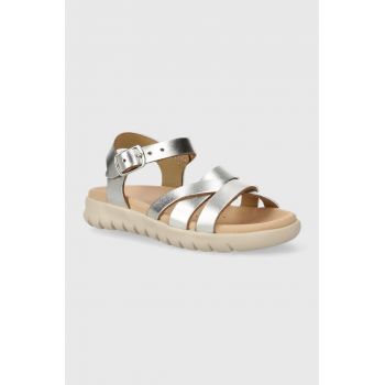 Geox sandale din piele pentru copii SANDAL SOLEIMA culoarea argintiu ieftine