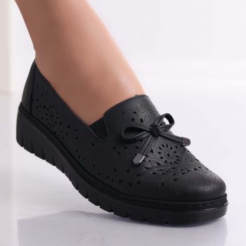 Pantofi dama casual Negri din Piele Ecologica Ailen la reducere
