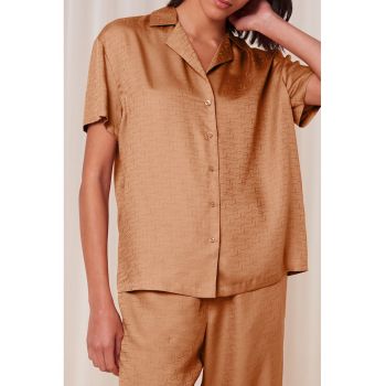 Bluza de pijama din lyocell cu revere decupate ieftine