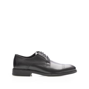 Pantofi casual bărbați din piele naturală, Leofex - 550 Negru Box de firma original