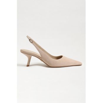 Pantofi slingback cu varf ascutit si toc Bianka