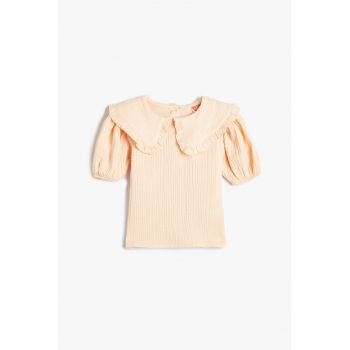 Bluza cu guler cu volane si maneci bufante Bluza cu guler cu volane si maneci bufante