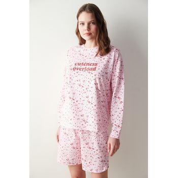 Bluza de pijama de bumbac cu imprimeu ieftine