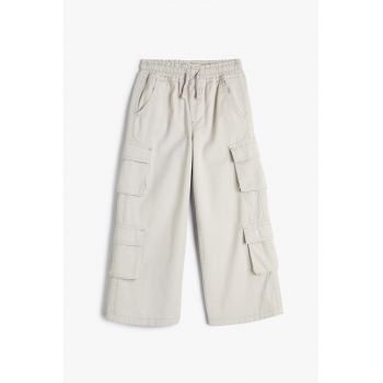 Pantaloni cargo cu talie elastica