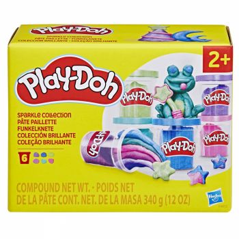 Play-Doh Set 6 Cutii Pasta Modelatoare Cu Sclipici