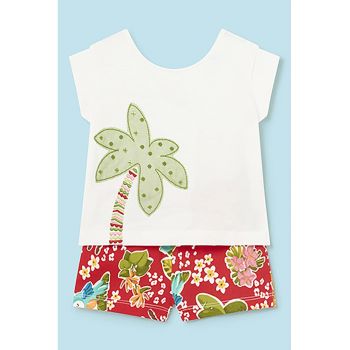 Set de tricou de bumbac si pantaloni scurti cu model ieftin