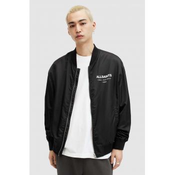 AllSaints geaca bomber UNDERGROUND BOMBER barbati, culoarea negru, de tranzitie, MJ561Z de firma originala