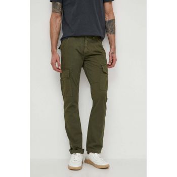 Alpha Industries pantaloni de bumbac Agent Pant culoarea verde, drept 158205.142-green