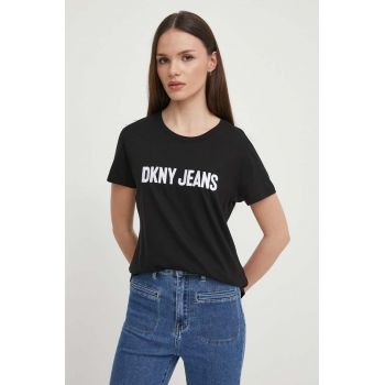 Dkny tricou femei, culoarea negru ieftin