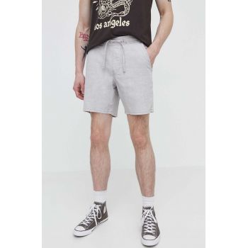 Hollister Co. pantaloni scurți din amestec de in culoarea gri ieftini