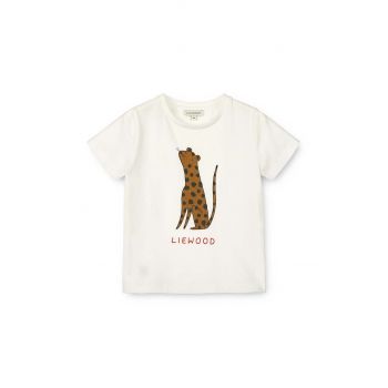 Liewood tricou de bumbac pentru copii Apia Placement Shortsleeve T-shirt culoarea bej, cu imprimeu