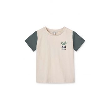 Liewood tricou din bumbac pentru bebelusi Apia Baby Placement Shortsleeve T-shirt culoarea turcoaz, cu imprimeu
