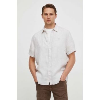 North Sails camasa de in culoarea bej, cu guler italian, relaxed, 664302