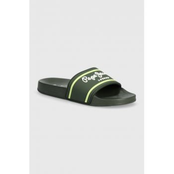 Pepe Jeans papuci SLIDER LOGO B culoarea verde ieftini