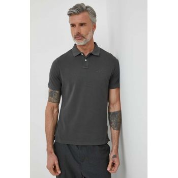 Pepe Jeans polo de bumbac culoarea gri, neted ieftin