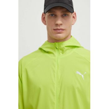 Puma jachetă de alergare Favorite culoarea verde, de tranziție, 523154 ieftina