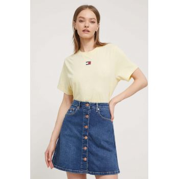 Tommy Jeans tricou femei, culoarea galben