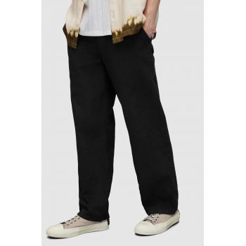 AllSaints pantaloni din amestec de in HANBURY TROUSERS culoarea negru, drept, MF080Y