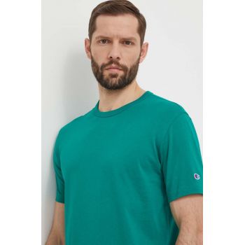 Champion tricou din bumbac barbati, culoarea verde, neted, 220016 ieftin