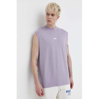 HUGO Blue tricou din bumbac bărbați, culoarea violet 50510726