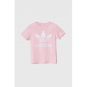 adidas Originals tricou de bumbac pentru copii culoarea roz ieftin