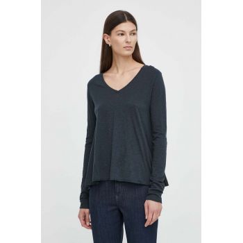 American Vintage longsleeve femei, culoarea albastru marin ieftin