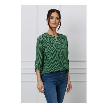 Bluza Vanessa verde cu dungi negre