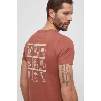 Columbia tricou din bumbac Rapid Ridge bărbați, culoarea roșu, cu imprimeu 1934824 ieftin