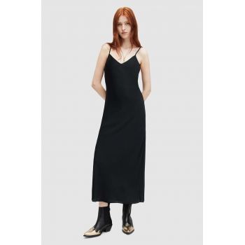 AllSaints rochie Bryony culoarea negru, midi, drept