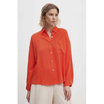 Answear Lab camasa de in culoarea portocaliu, cu guler clasic, relaxed ieftina