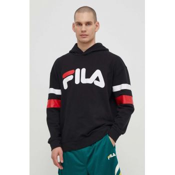 Fila bluza Luohe barbati, culoarea negru, cu glugă, cu imprimeu, FAM0675 ieftin