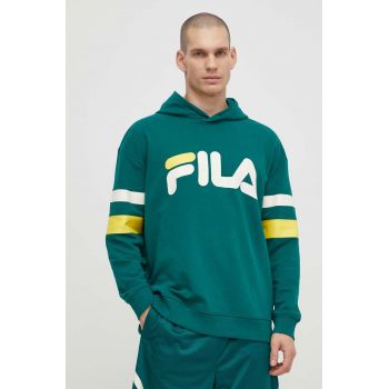 Fila bluza Luohe barbati, culoarea verde, cu glugă, cu imprimeu, FAM0675 de firma original