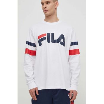 Fila longsleeve din bumbac Luohe culoarea alb, cu imprimeu, FAM0669 de firma original