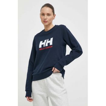 Helly Hansen hanorac de bumbac femei, culoarea albastru marin, cu imprimeu, 34462