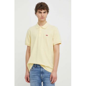 Levi's polo de bumbac culoarea galben, neted