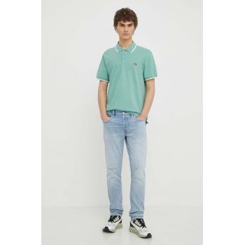 Levi's polo de bumbac culoarea verde, neted, 35883