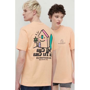 On Vacation tricou din bumbac Mi Casa culoarea portocaliu, cu imprimeu, OVC T149 de firma original
