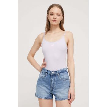 Tommy Jeans body femei, culoarea violet DW0DW17993