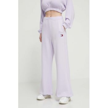 Tommy Jeans pantaloni de trening culoarea violet, uni DW0DW17312 de firma original