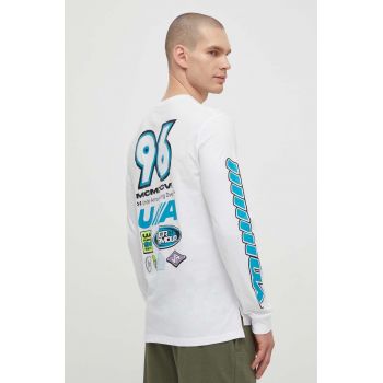 Under Armour longsleeve barbati, culoarea alb, cu imprimeu
