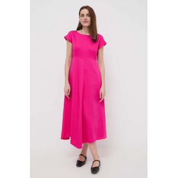 Weekend Max Mara rochie din amestec de in culoarea roz, maxi, evazati