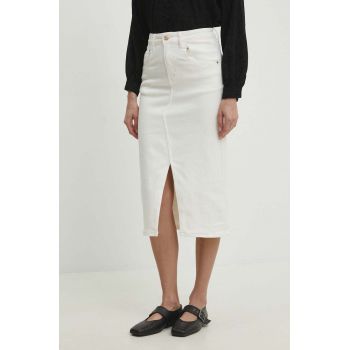 Answear Lab fusta jeans culoarea alb, midi, drept ieftina