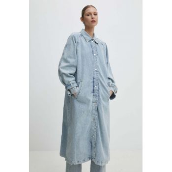 Answear Lab palton jeans femei, de tranzitie, oversize